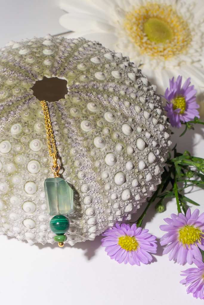 A delicately precious, naturally sourced fluorite gemstone necklace designed for daydreamers.