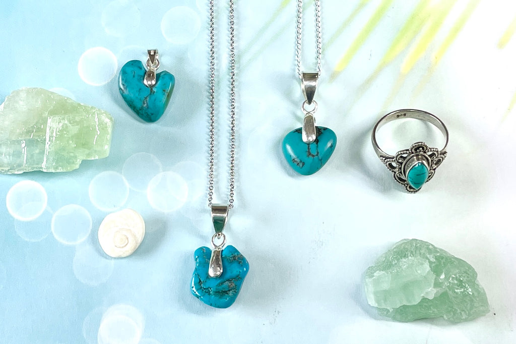 genuine natural heart shaped Turquoise and silver pendant