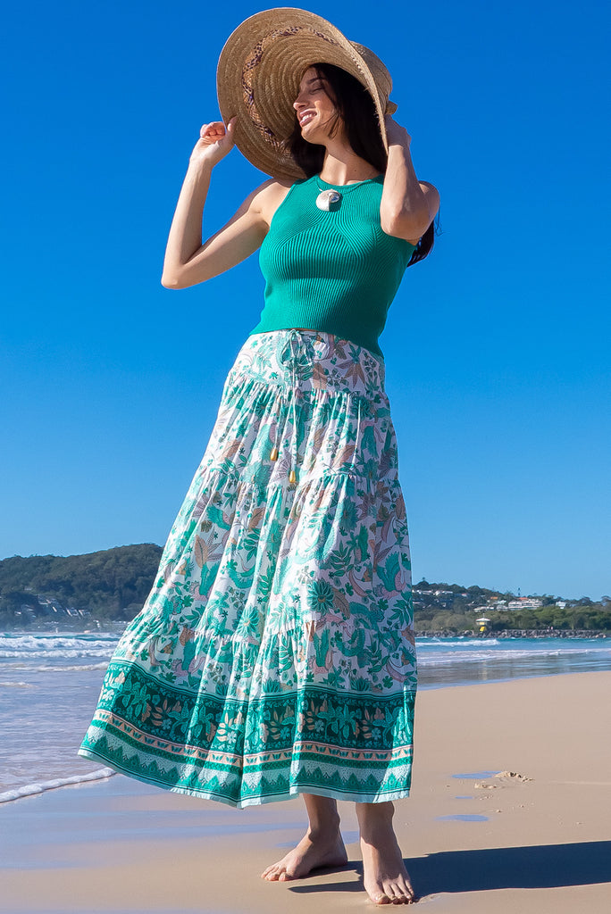 Cosima Spring Green Maxi Skirt Mombasa Rose Boutique Tropical Chic