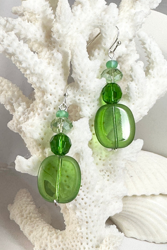 The Earrings Green Trio Drop are the perfect pop of summer green for your next special event.