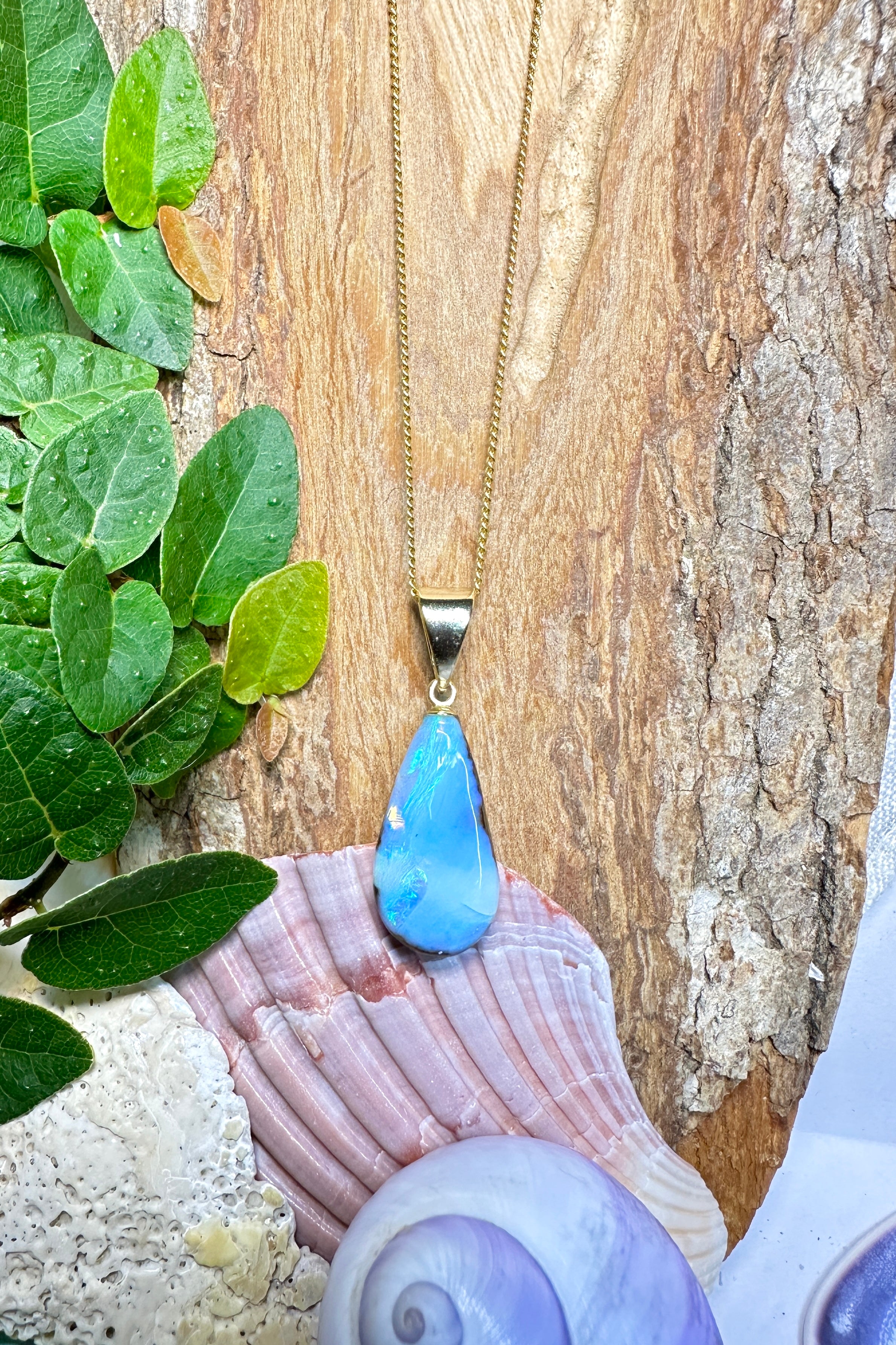 Australian Blue Boulder Opal Pendant Mombasa Rose Boutique Opal
