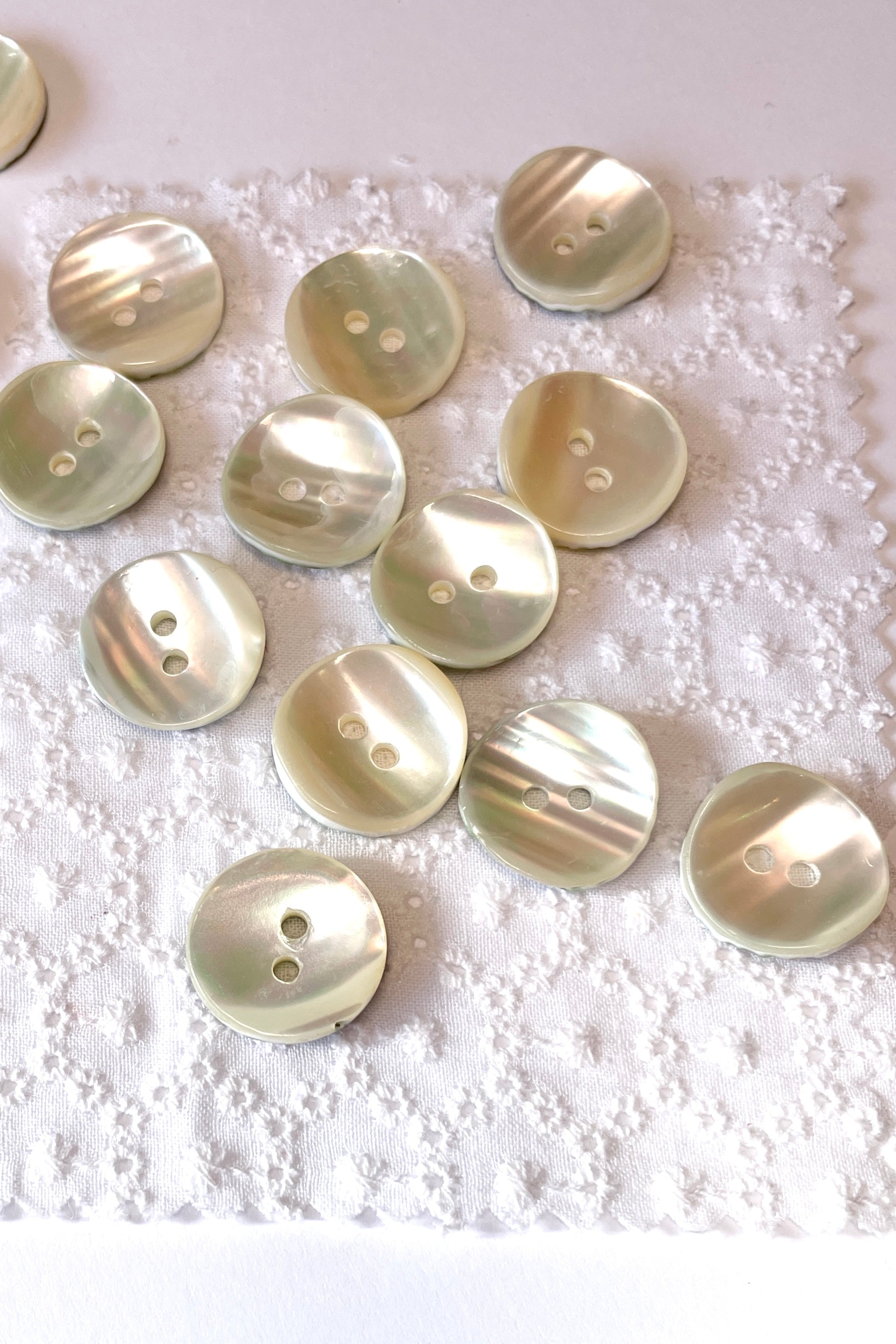 Trochus Pearl Shell Buttons | Mombasa Rose Boutique | Vintage Sewing