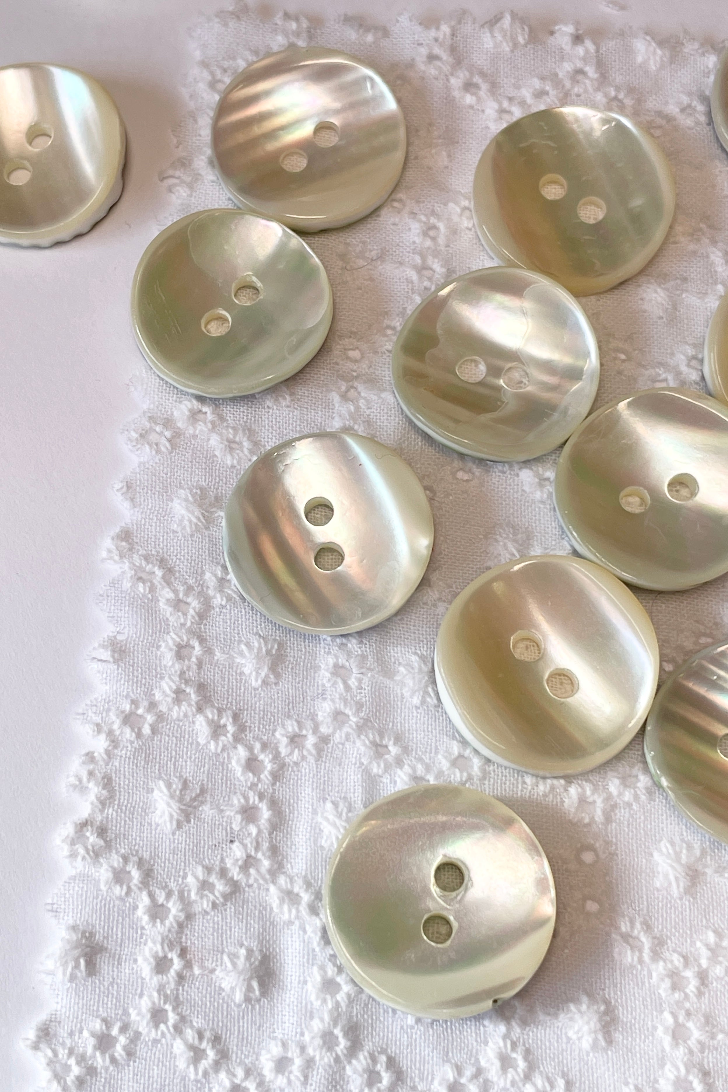 Trochus Pearl Shell Buttons | Mombasa Rose Boutique | Vintage Sewing