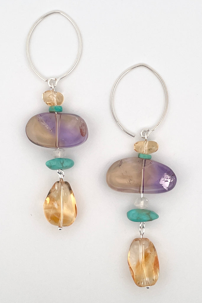 Stones are Ametrine, Citrine, natural Turquoise, Moonstone.