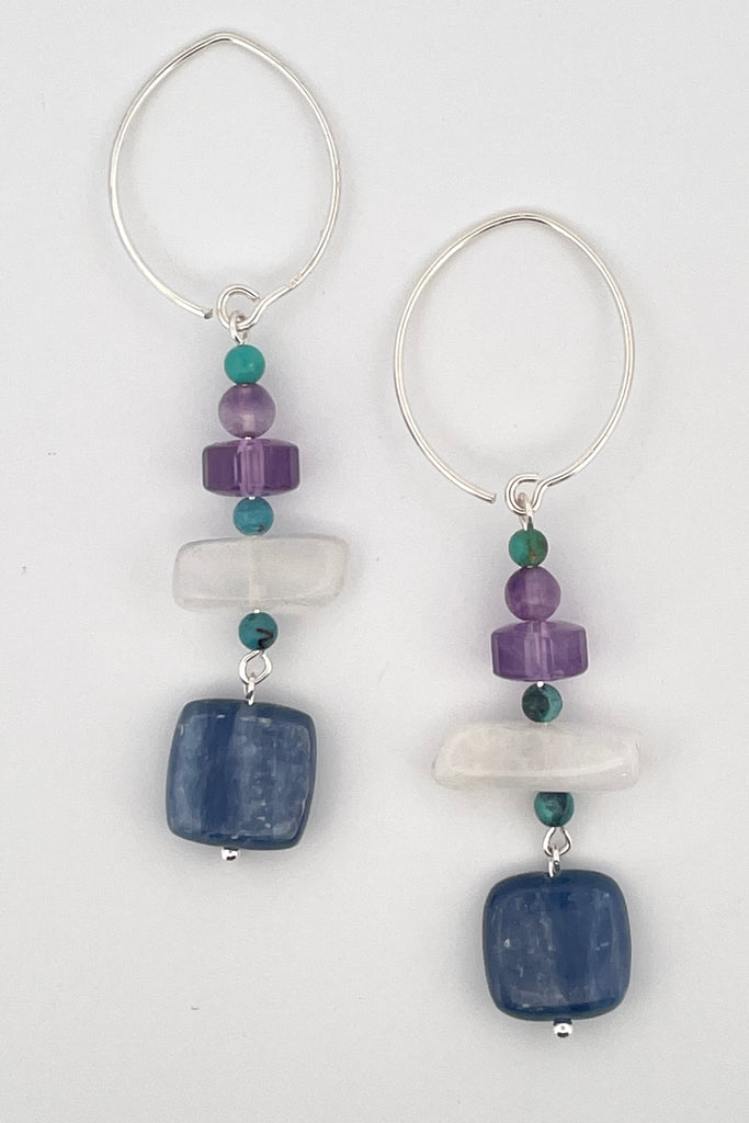 Stones are Amethyst, Kyanite, natural Turquoise and Moonstone.