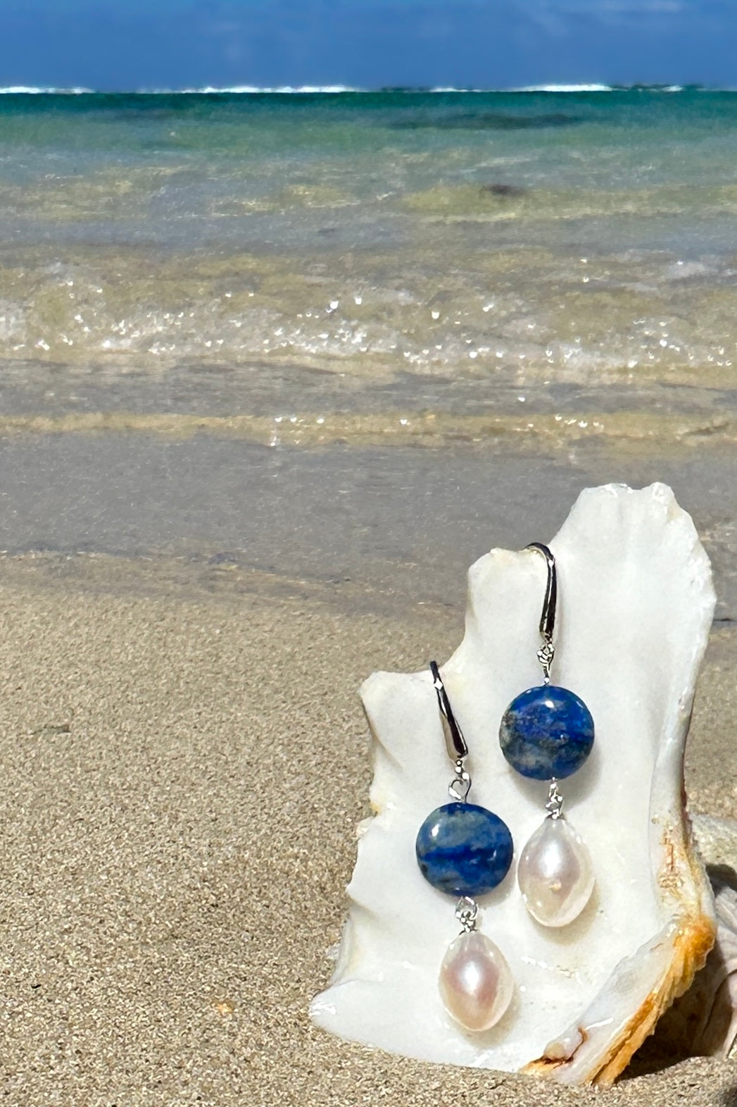 Earrings Pearl Lapis Lazuli | Mombasa Rose Boutique | Natural Handmade