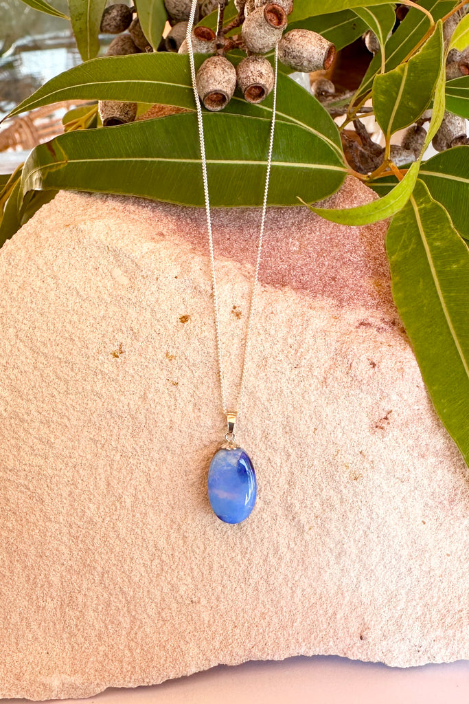 A beautiful opal pendant as blue as the sky on a summers day.&nbsp;

7.22ct Solid Australian boulder Opal, cobalt blue.