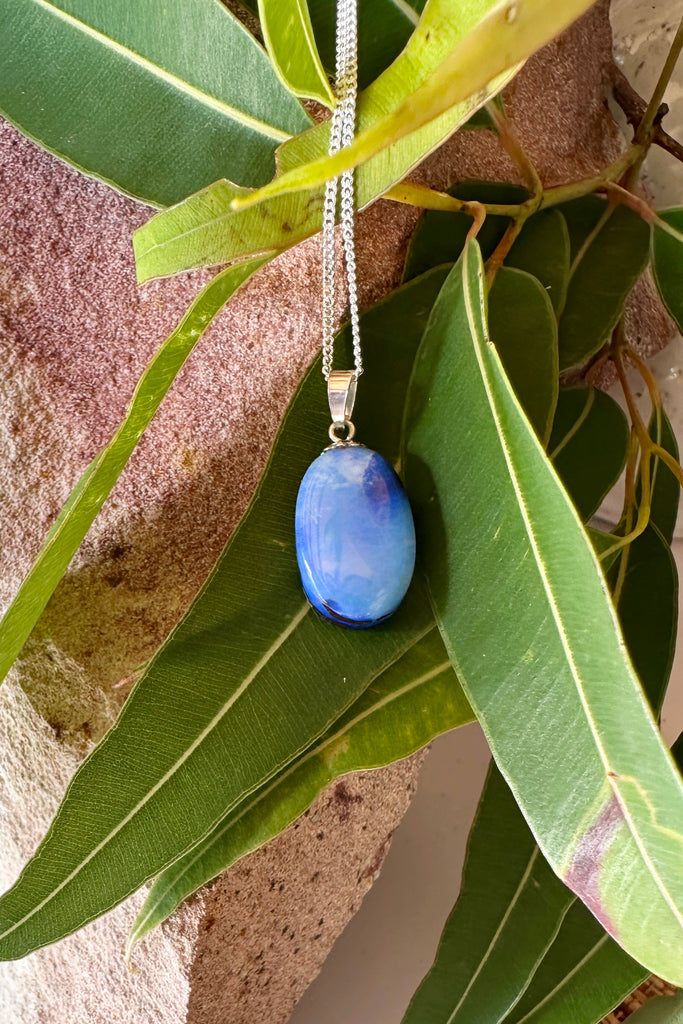 A beautiful opal pendant as blue as the sky on a summers day.&nbsp;

7.22ct Solid Australian boulder Opal, cobalt blue.