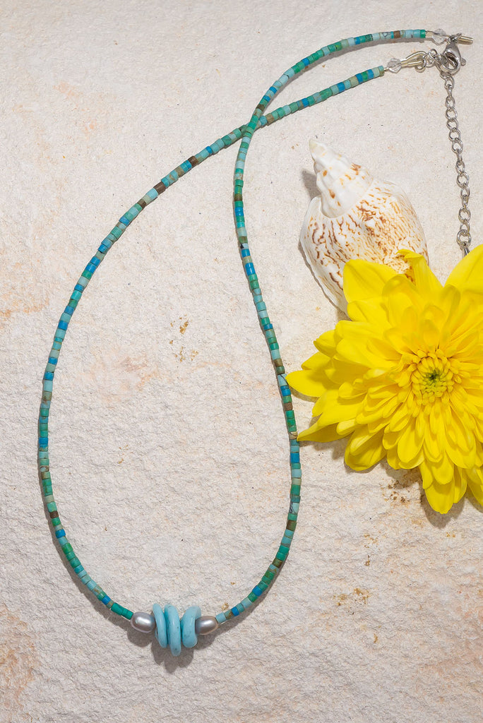 The Necklace Cay Island Moon and Stars is from the Cay range of jewellery which was designed after visiting The Bahamas, the clear blue seas, white sand and vibrant colours of the houses inspired these gorgeous pieces.