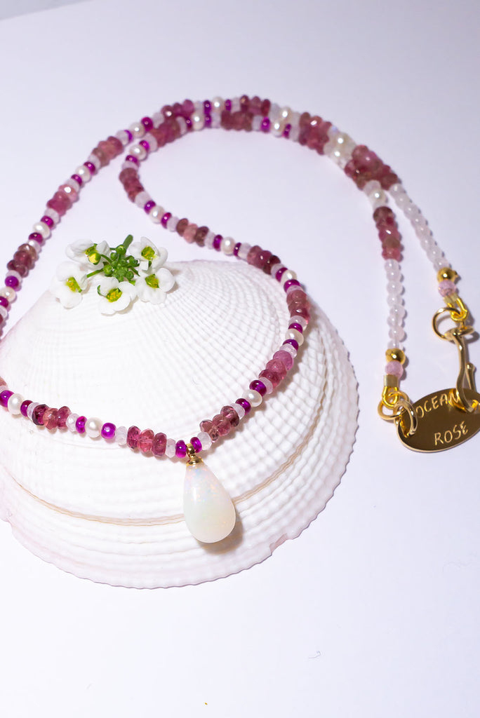Embodying the beauty of a Athene Rose this enchanting necklace is all about romance.