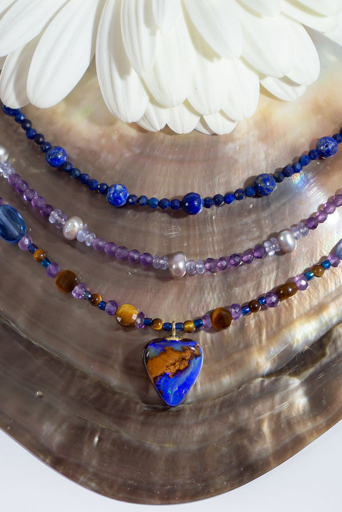 Inspired by the colours of a midnight sky over the Australian desert this gorgeous necklace is sure to enchant you.