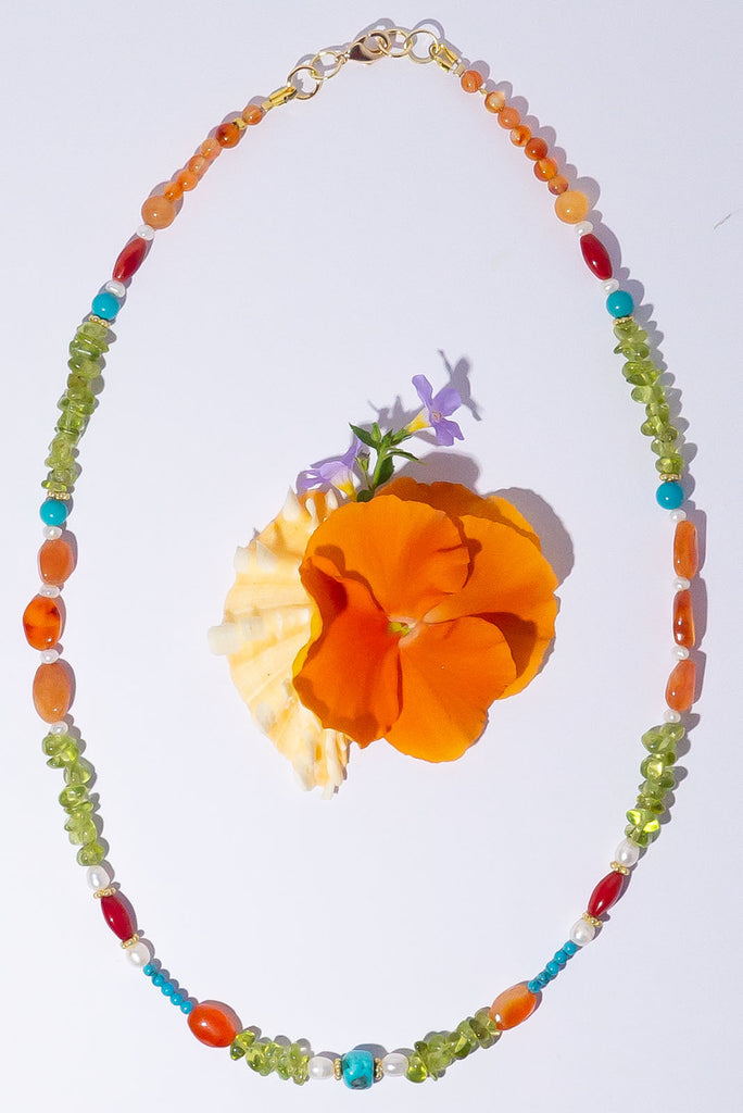 Be the most colourful happy person in the room, our Inez gemstone necklaces bring a joyous tumble of gemmy stones.