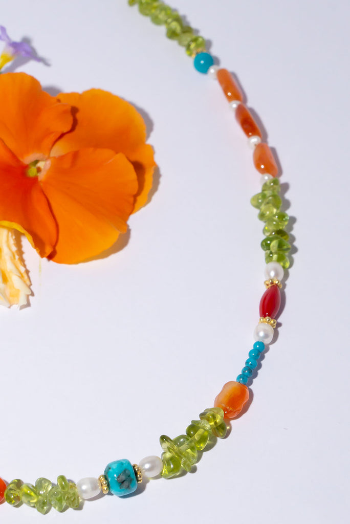 Be the most colourful happy person in the room, our Inez gemstone necklaces bring a joyous tumble of gemmy stones.