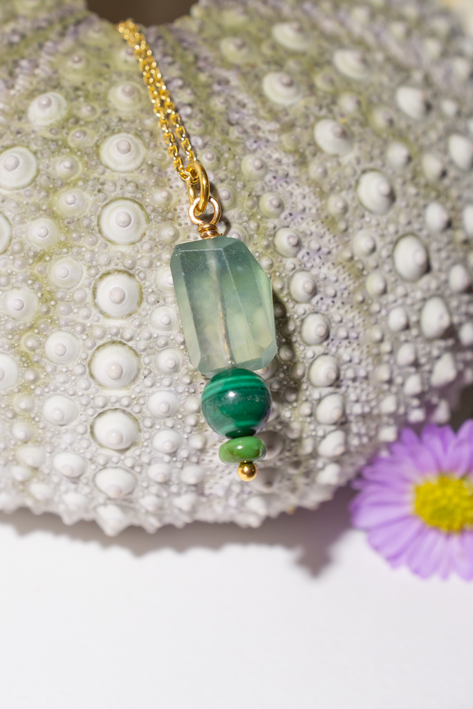 A delicately precious, naturally sourced fluorite gemstone necklace designed for daydreamers.