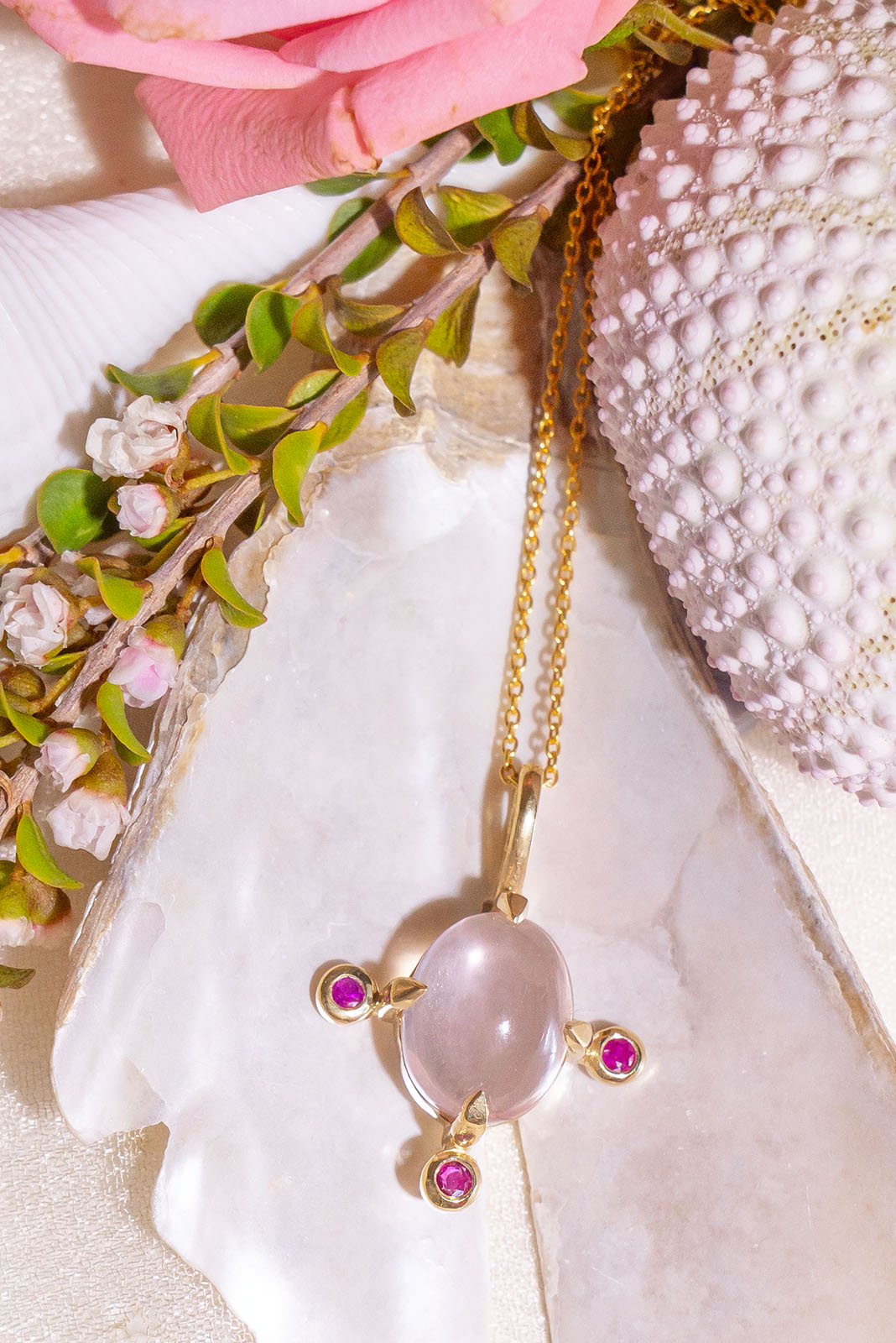 Rose Quartz Pendant Mombasa Rose Boutique Pink Rose Quartz Gold