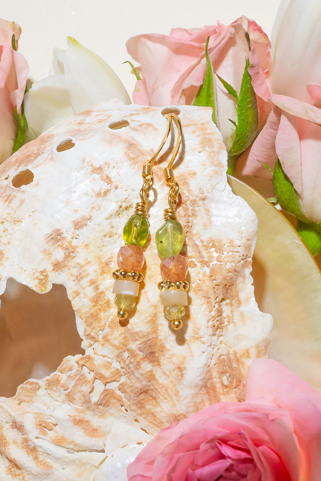 Peridot and cheap pearl earrings