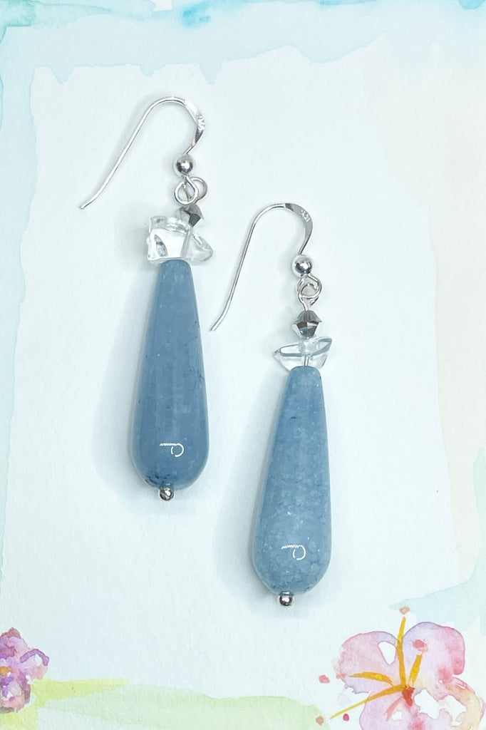 These teardrop style statement earrings are made from natural stone and will have some degree of difference of patterning between each one. 