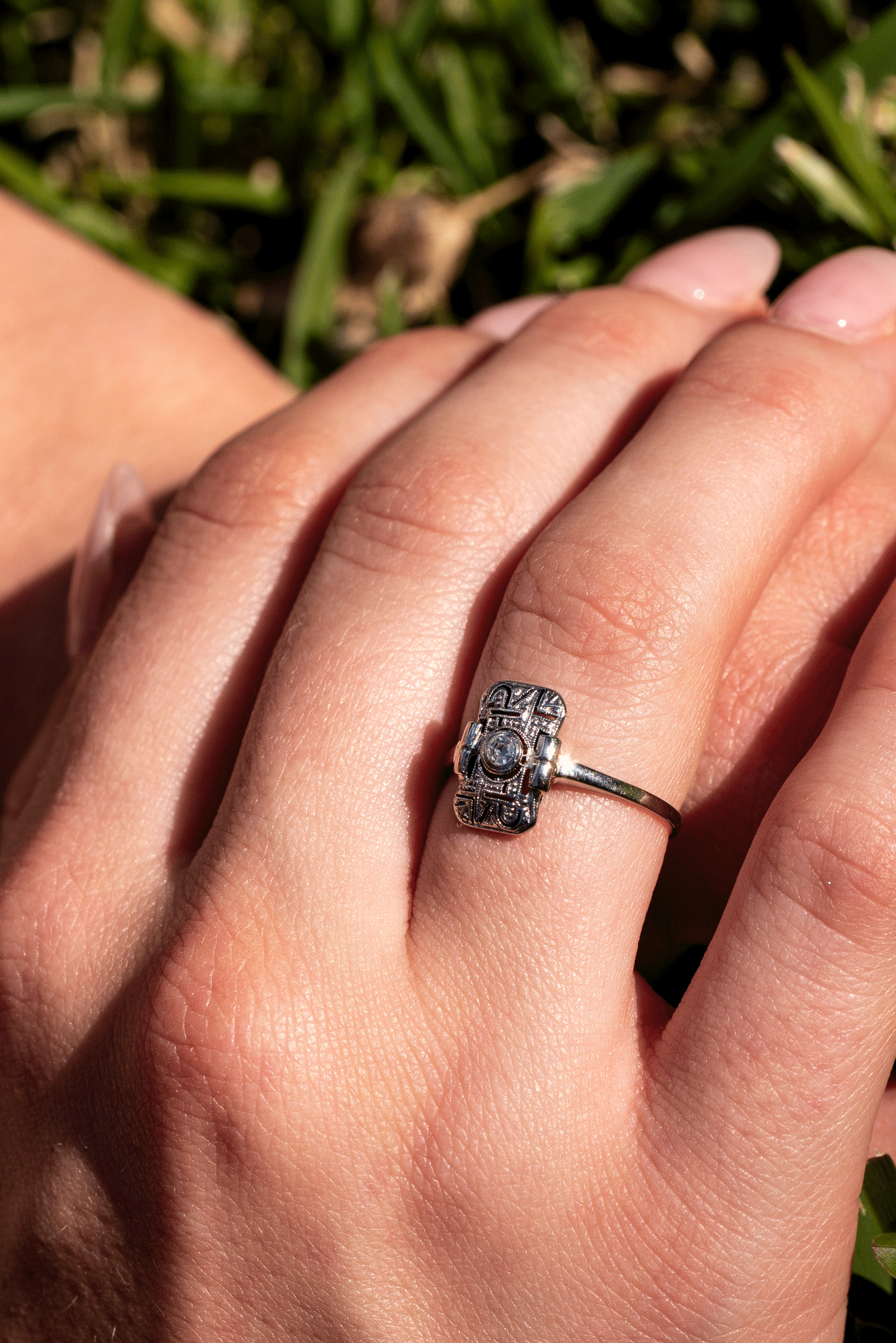 Stunning Edwardian Opal and Diamond Platinum Vintage Ring