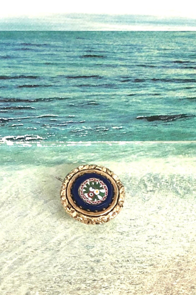 Vintage Italian Micro Mosaic Brooch Pin 