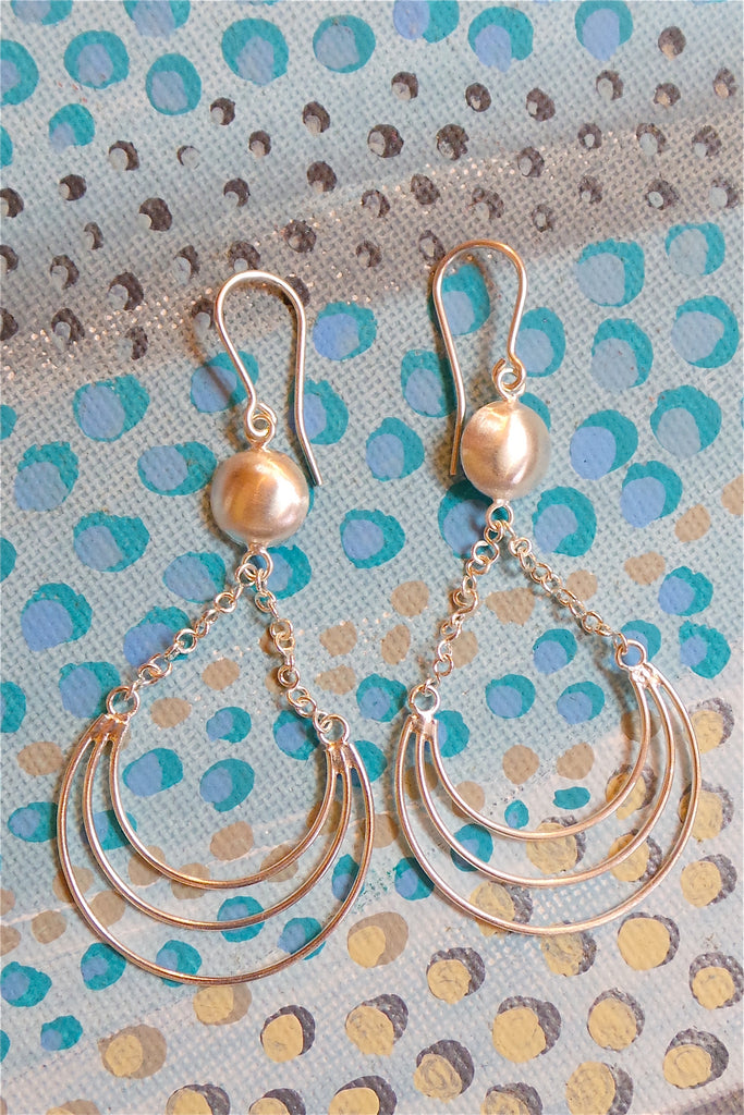 Silver Wire Domed Earring, 925 Silver Brushed Satin Finish Earrings