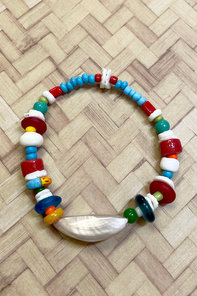 This bracelet was made by combining a unique combination of recycled glass African Beads