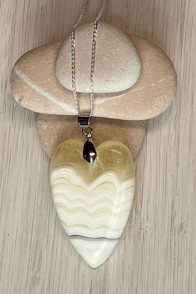 Calcite heart pendant