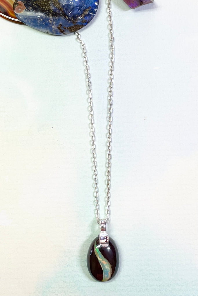 Australian opal pendant on a silver chain