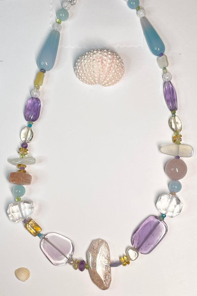 The Histoire Necklace is designed and assembled using an assortment of new, old and repurposed stones,