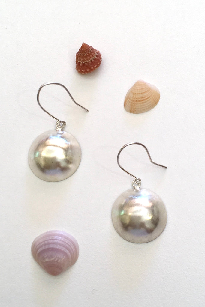 Silver Single Dome Earrings, 925 Silver Brushed Satin Finish Earrings