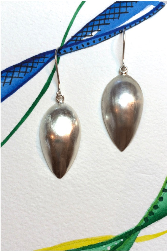 Silver Domed Tea Earrings, 925 Silver Brushed Satin Finish Earrings