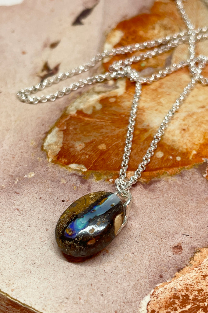 This genuine Australian Opal pendant stone was cut and polished in Australia. 