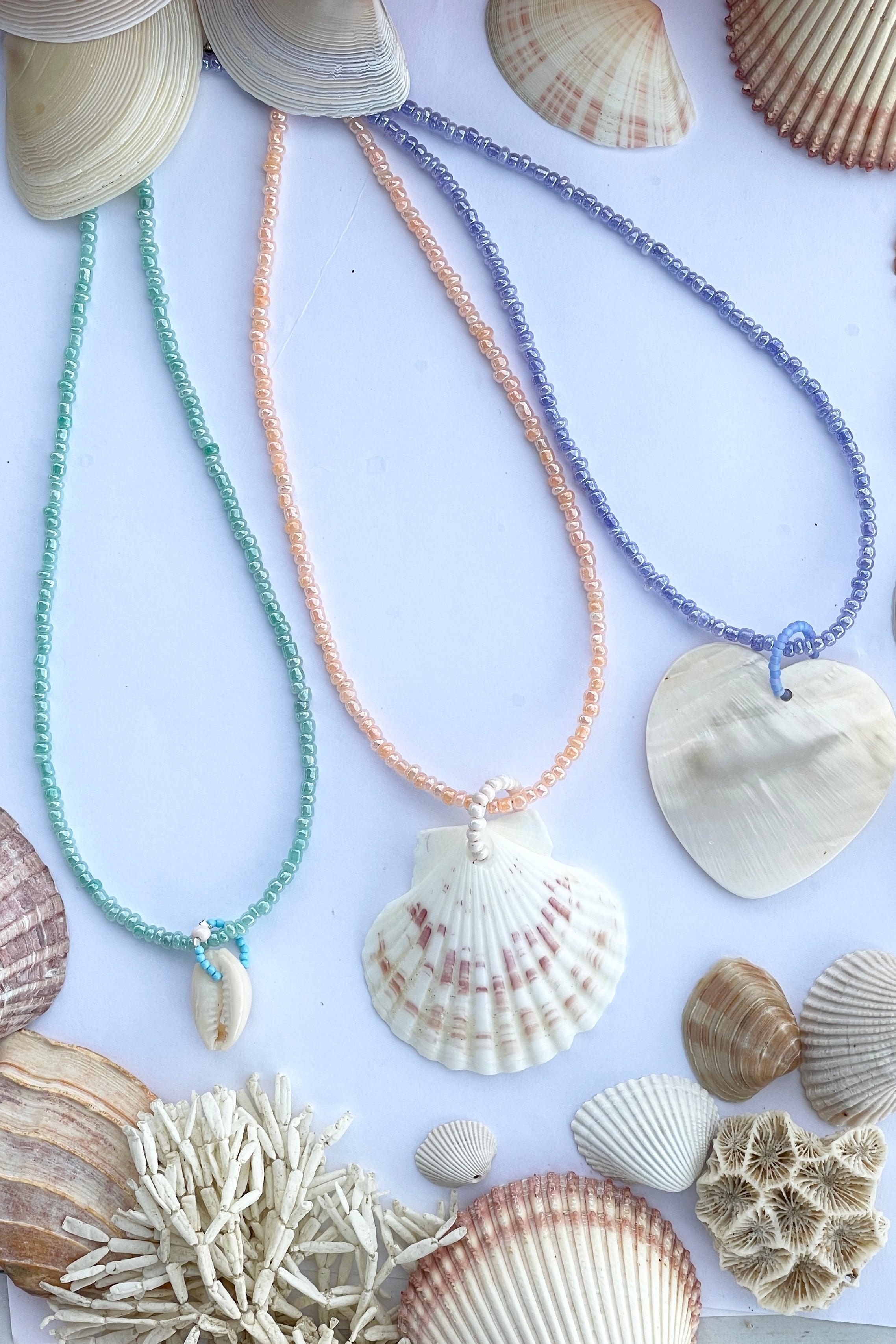 Blue discount shell necklace
