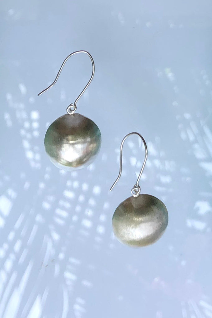 Silver Single Dome Earrings, 925 Silver Brushed Satin Finish Earrings