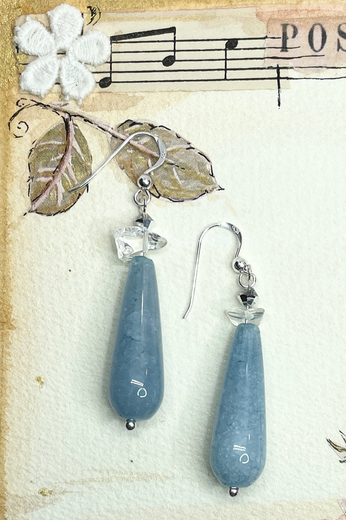 These teardrop style statement earrings are made from natural stone and will have some degree of difference of patterning between each one. 