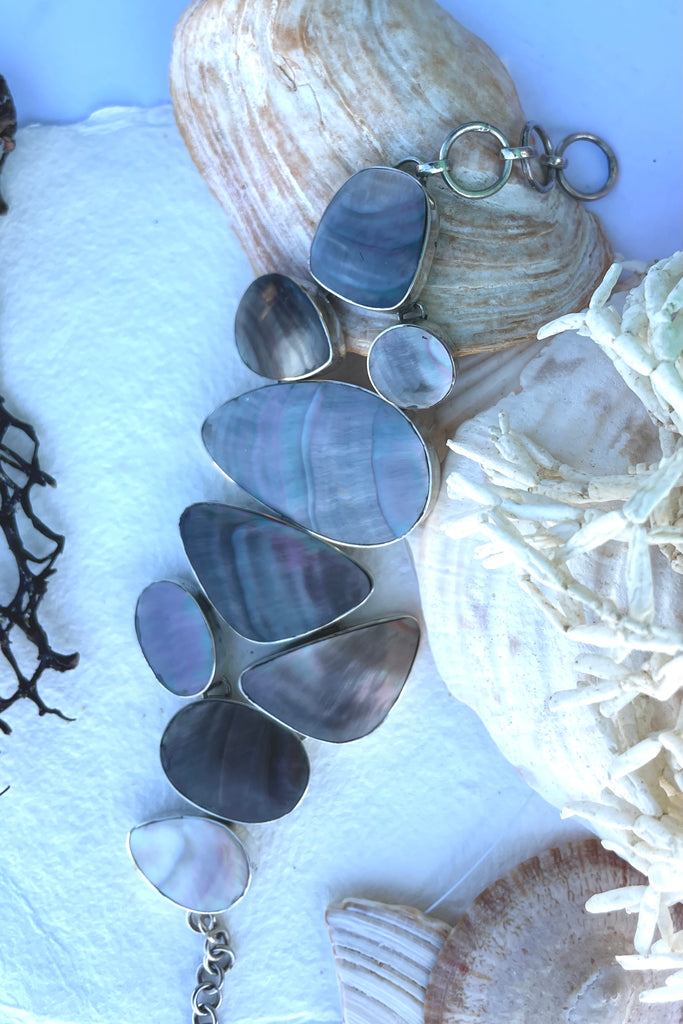 A lovely smoky silvery grey shaded mother of pearl bracelet