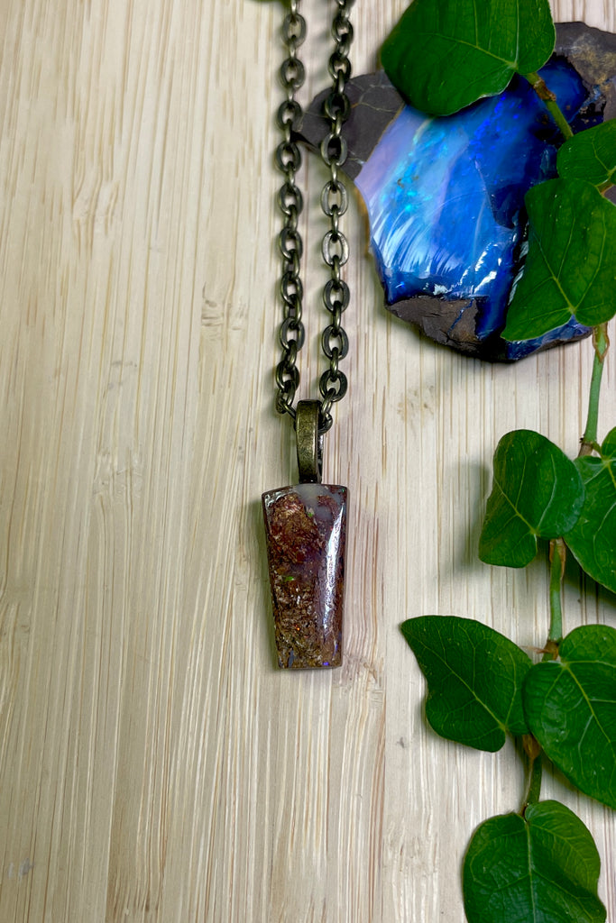 This piece of Australian Opal is from Winton, piece of Boulder Opal was mined, cut and polished in Queensland.