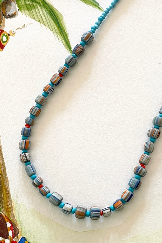 This necklace is from our exclusive range of jewellery highlighting beautiful handcrafted glass Gooseberry beads. These delightful glass beads are  handcrafted on the island of Java.