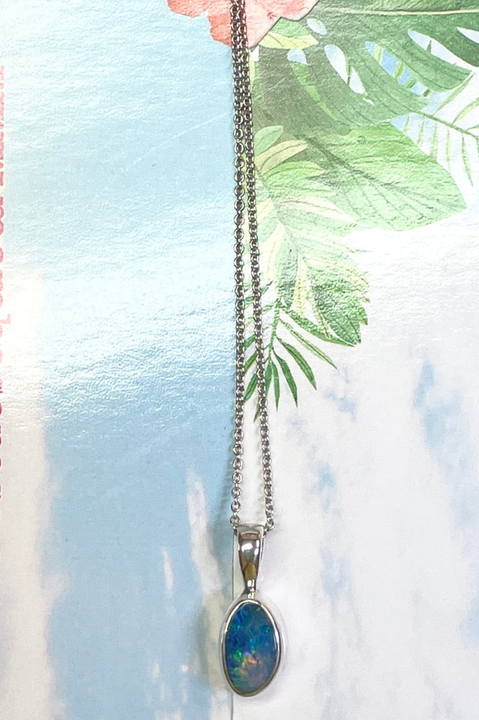 The Australian opal pendant is shaped into a small round oval shape, very dainty.