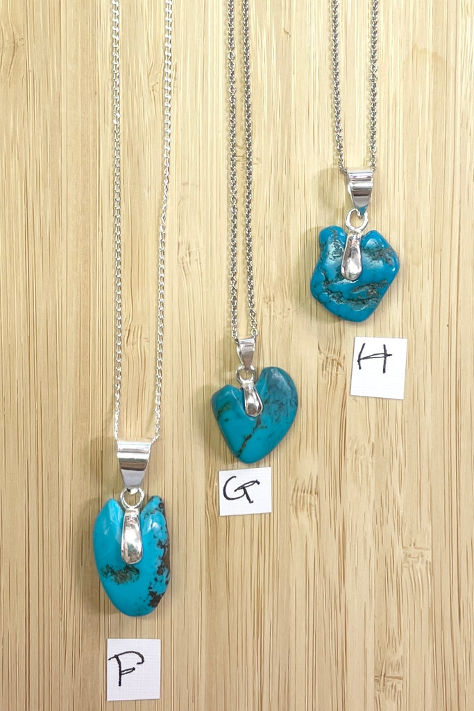 This lovely old turquoise pendant is a one off piece, hand carved into a rough heart shape
