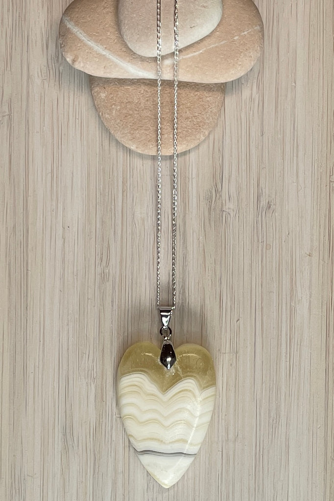 Calcite heart pendant