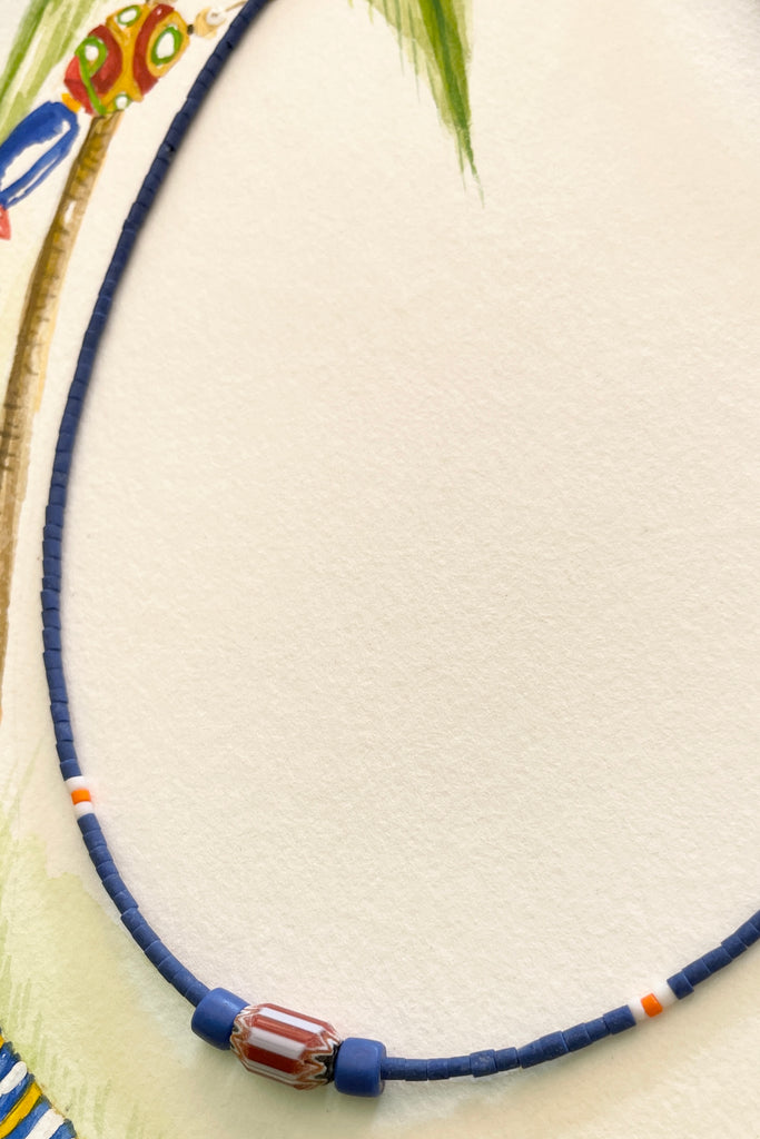 This necklace is from our exclusive range of jewellery highlighting the beautiful African recycled glass beads. The glass itself is derived from a variety of recycled sources including old beverage and medicine bottles.