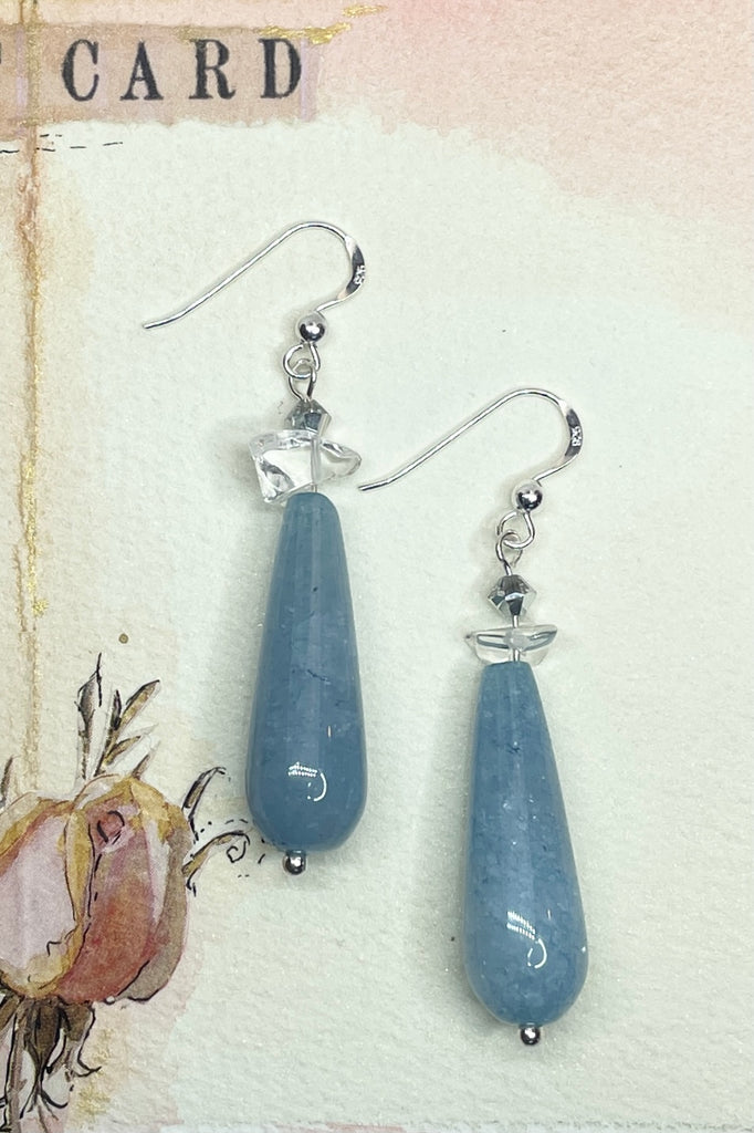 These teardrop style statement earrings are made from natural stone and will have some degree of difference of patterning between each one. 