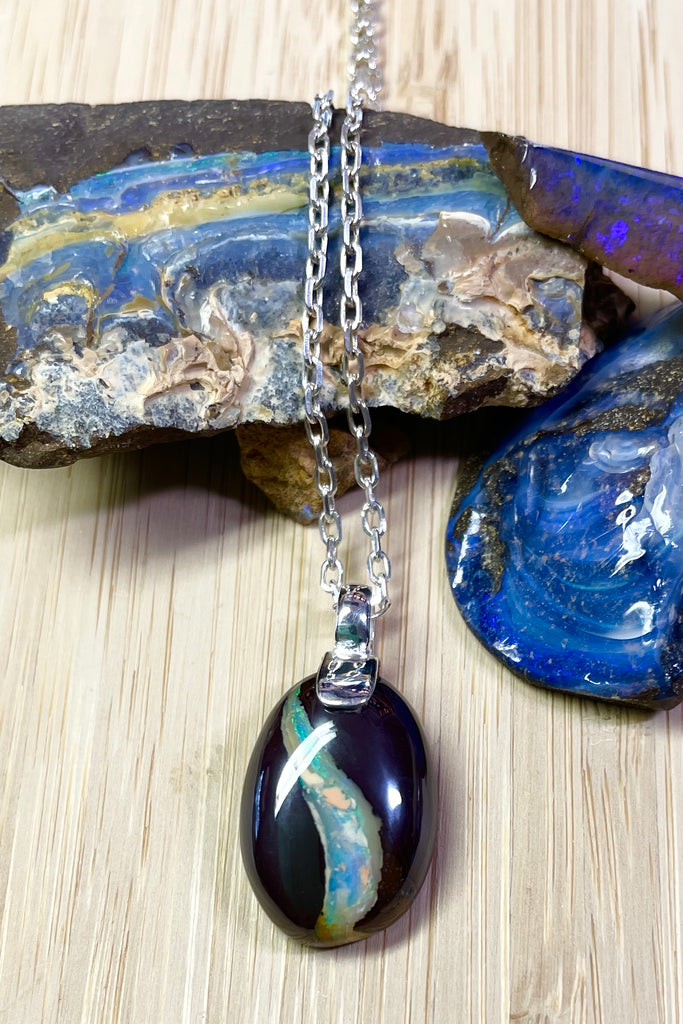 Australian opal pendant on a silver chain