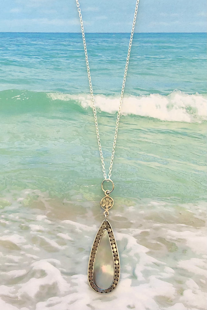 Vintage inspired Mother of Pearl teardrop pendant 