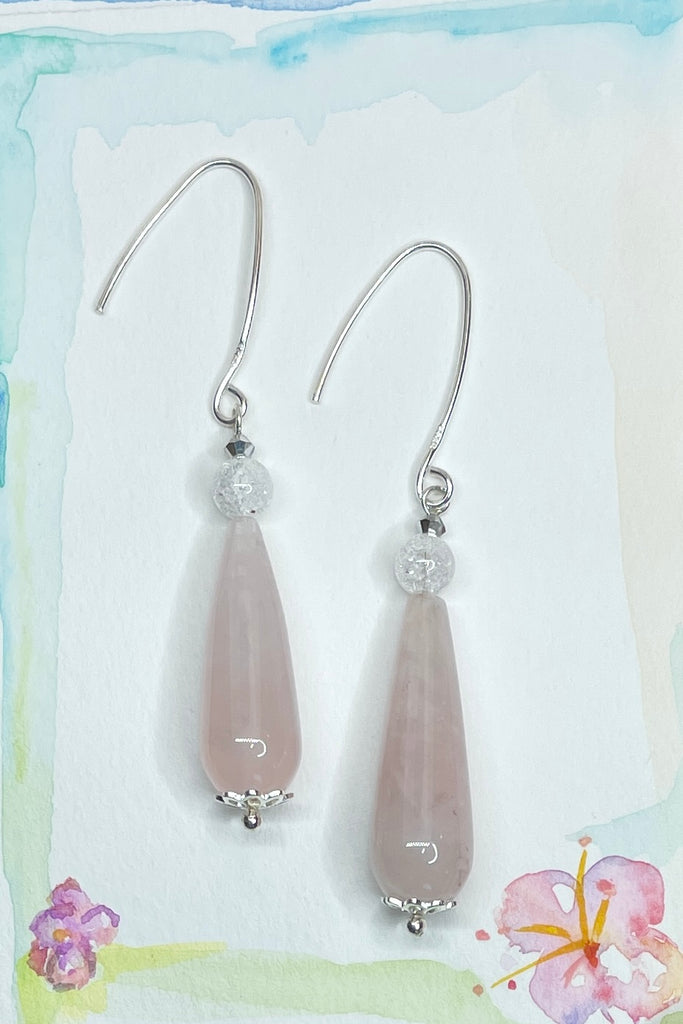 These pale pink romantic teardrop earrings will be attracting only the best vibes and loving energy to you. 