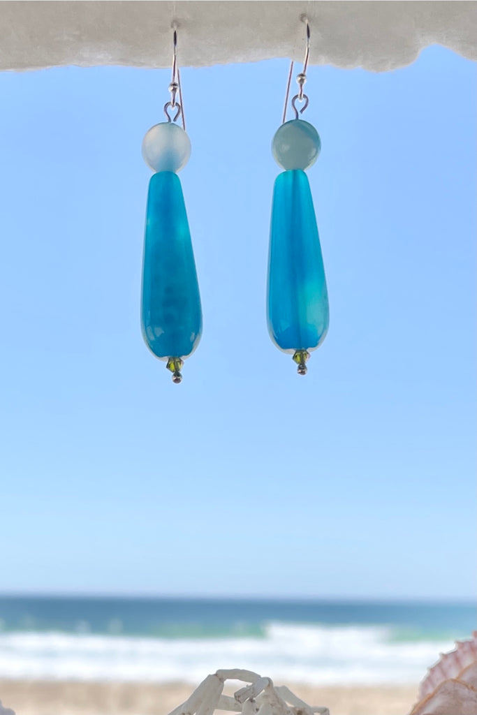 Lovely bright blue Agate drop pendant made exclusively for Mombasa Rose 