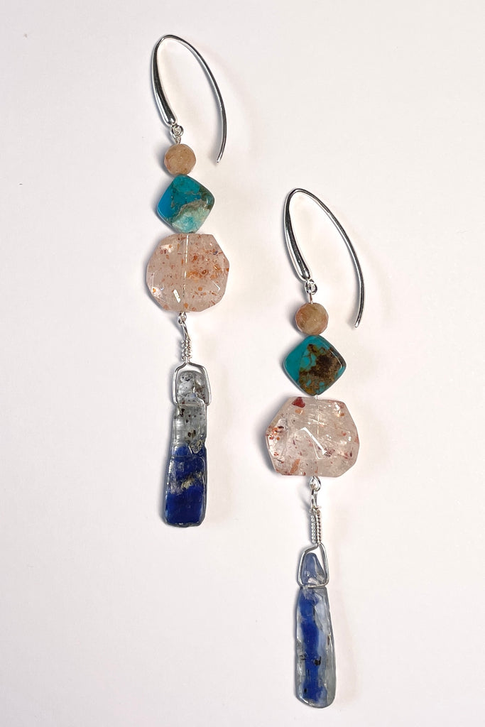 The Histoire eqrrings are designed and assembled using an assortment of new, old and repurposed stones