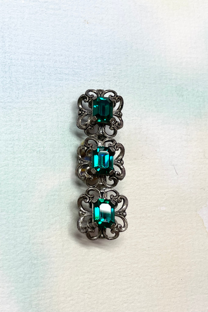 green crystal victorian brooch