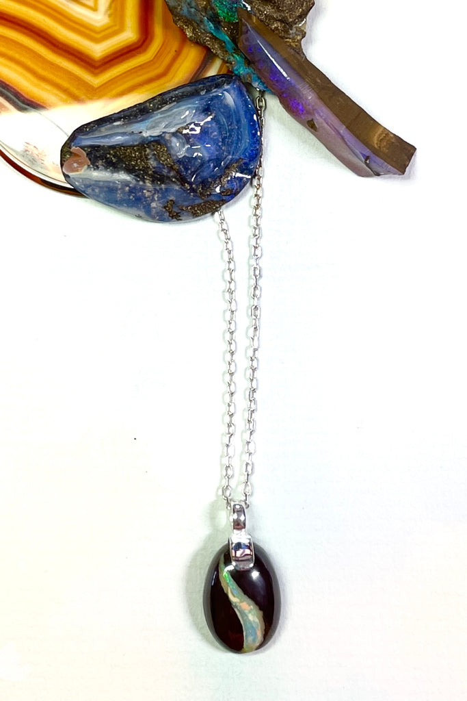 Australian opal pendant on a silver chain