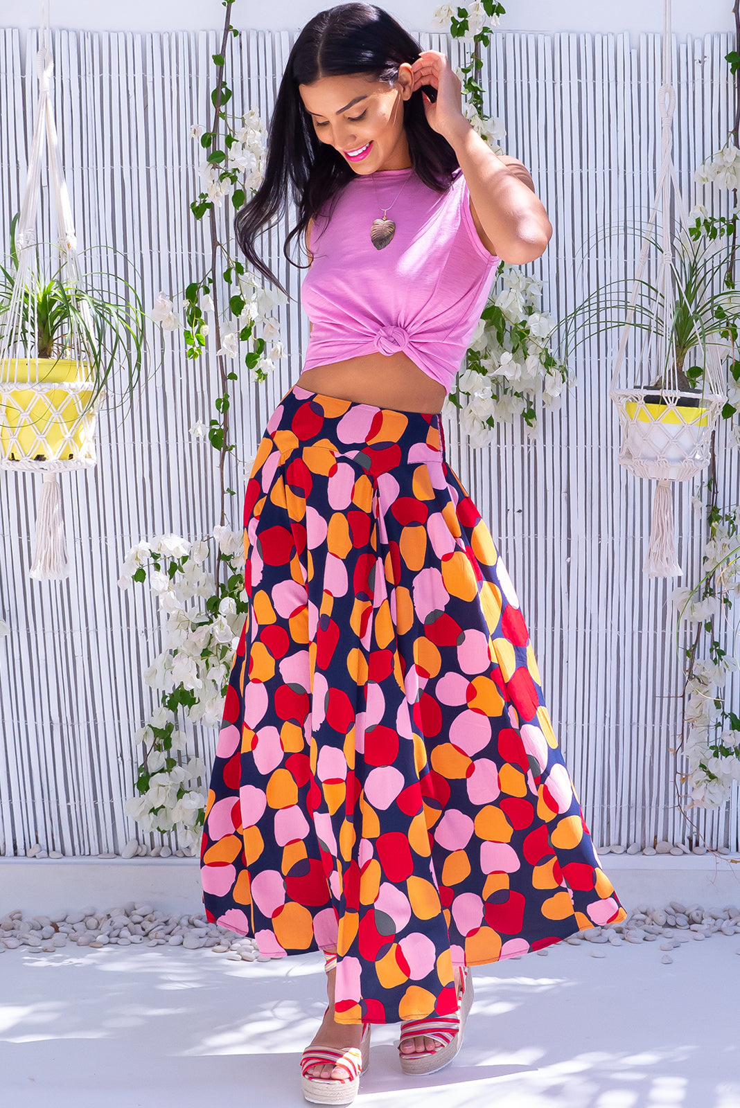 Atlantis Zinzi Spot Maxi Skirt Mombasa Rose Boutique Retro Fashion